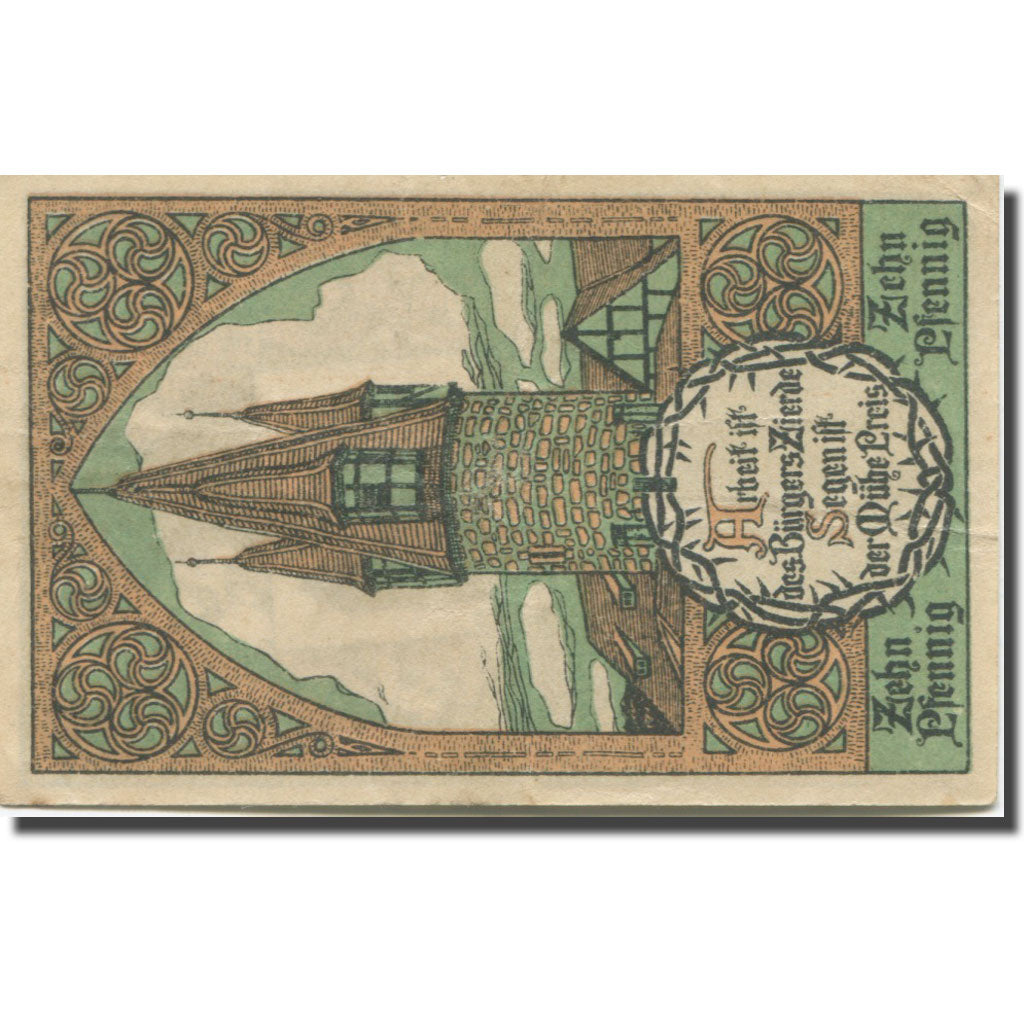 Banknote, Germany, Eschwege, 10 Pfennig, château, 1920, AU(55-58), Mehl:27.6b