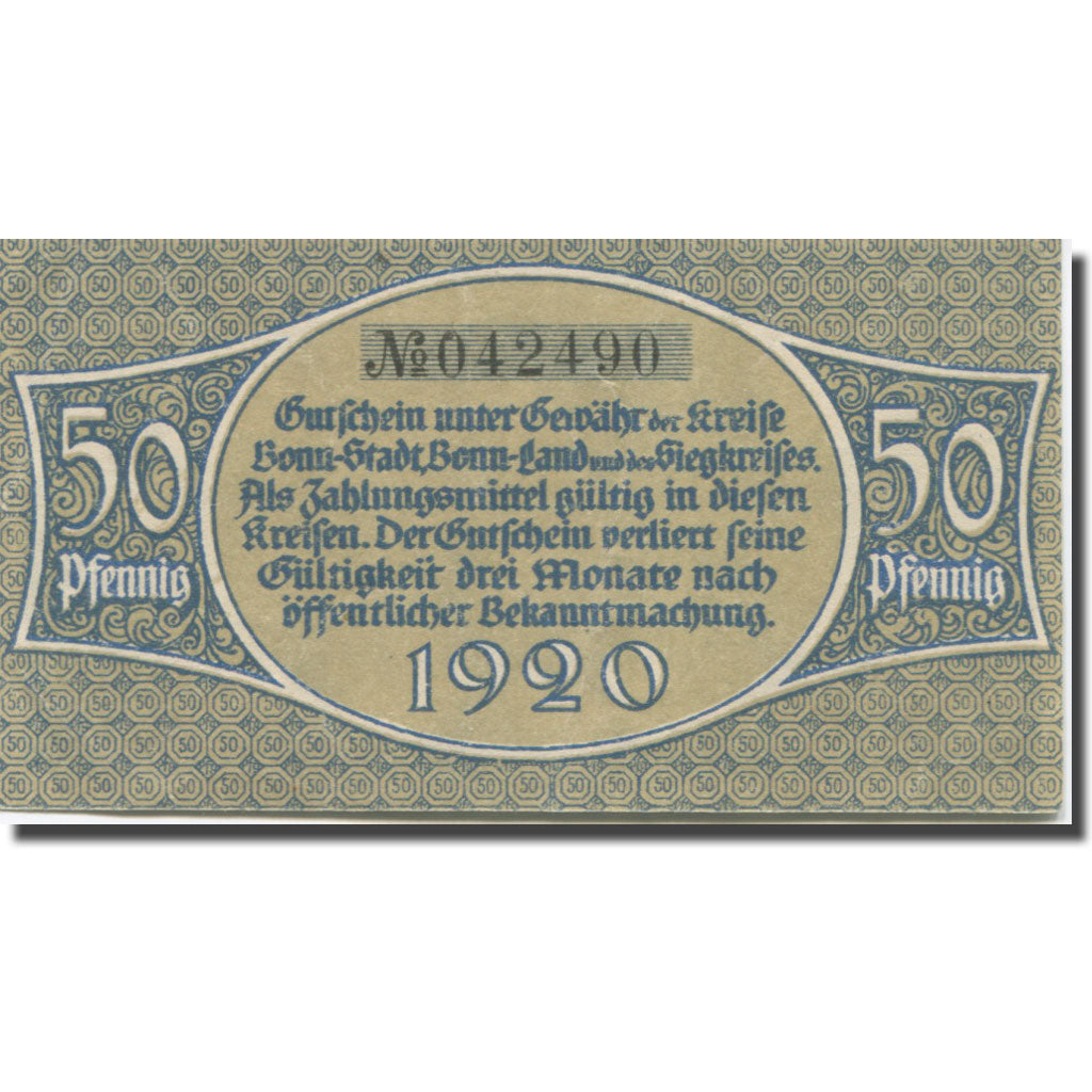 Banknote, Germany, Bonn, 50 Pfennig, personnage, 1920, UNC(63), Mehl:B74.6c
