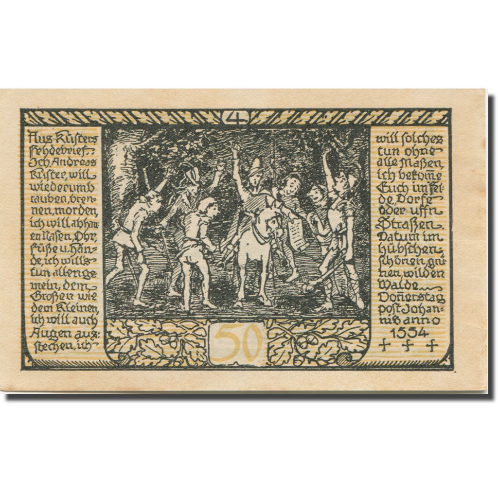 Banknote, Germany, Rieder, 50 Pfennig, personnage, 1921 UNC(60-62) Mehl:1122.2a