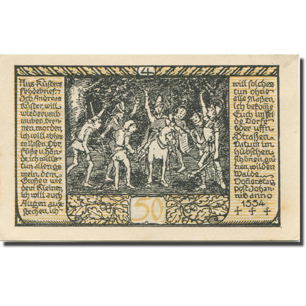 Banknote, Germany, Rieder, 50 Pfennig personnage 1, 1921 UNC(60-62) Mehl:1122.2a