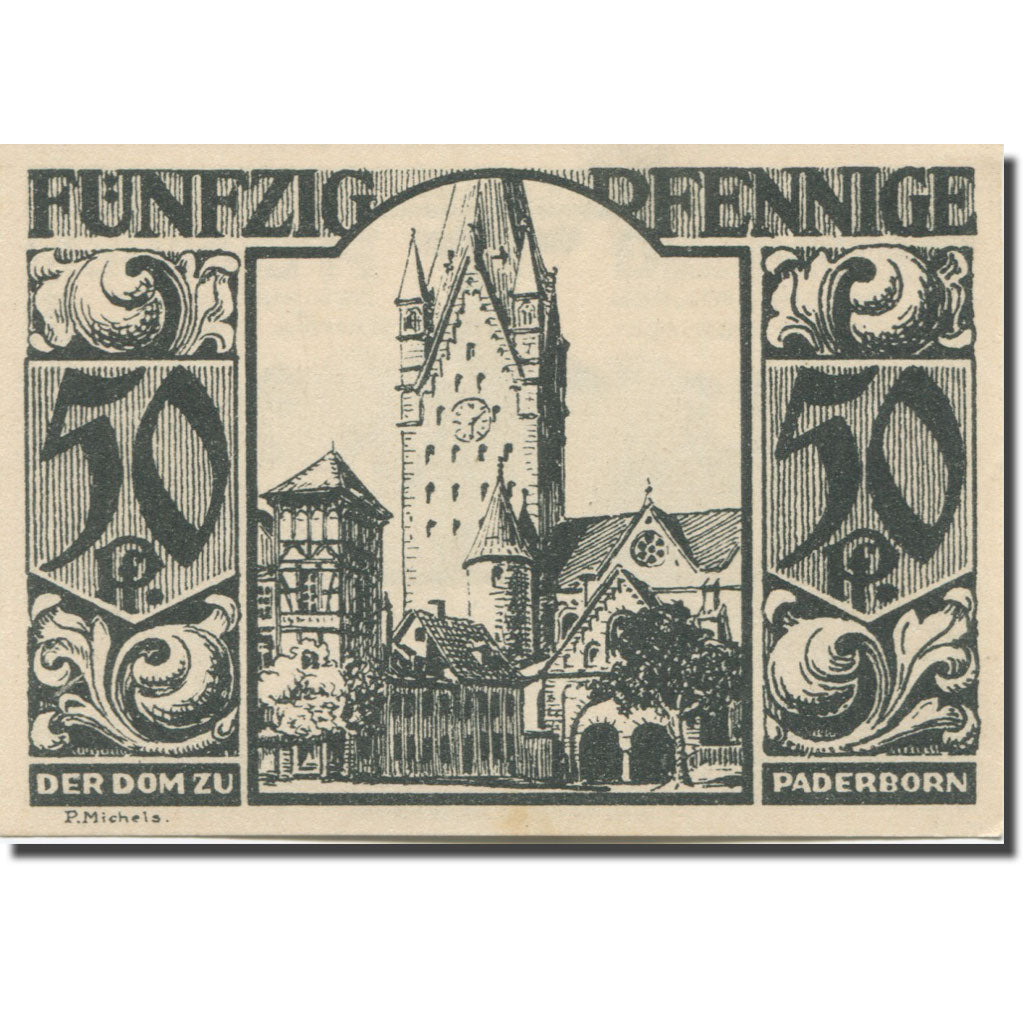 Banknote, Germany, Paderborn, 50 Pfennig, Eglise 1, 1921, UNC(63) Mehl:1043.4