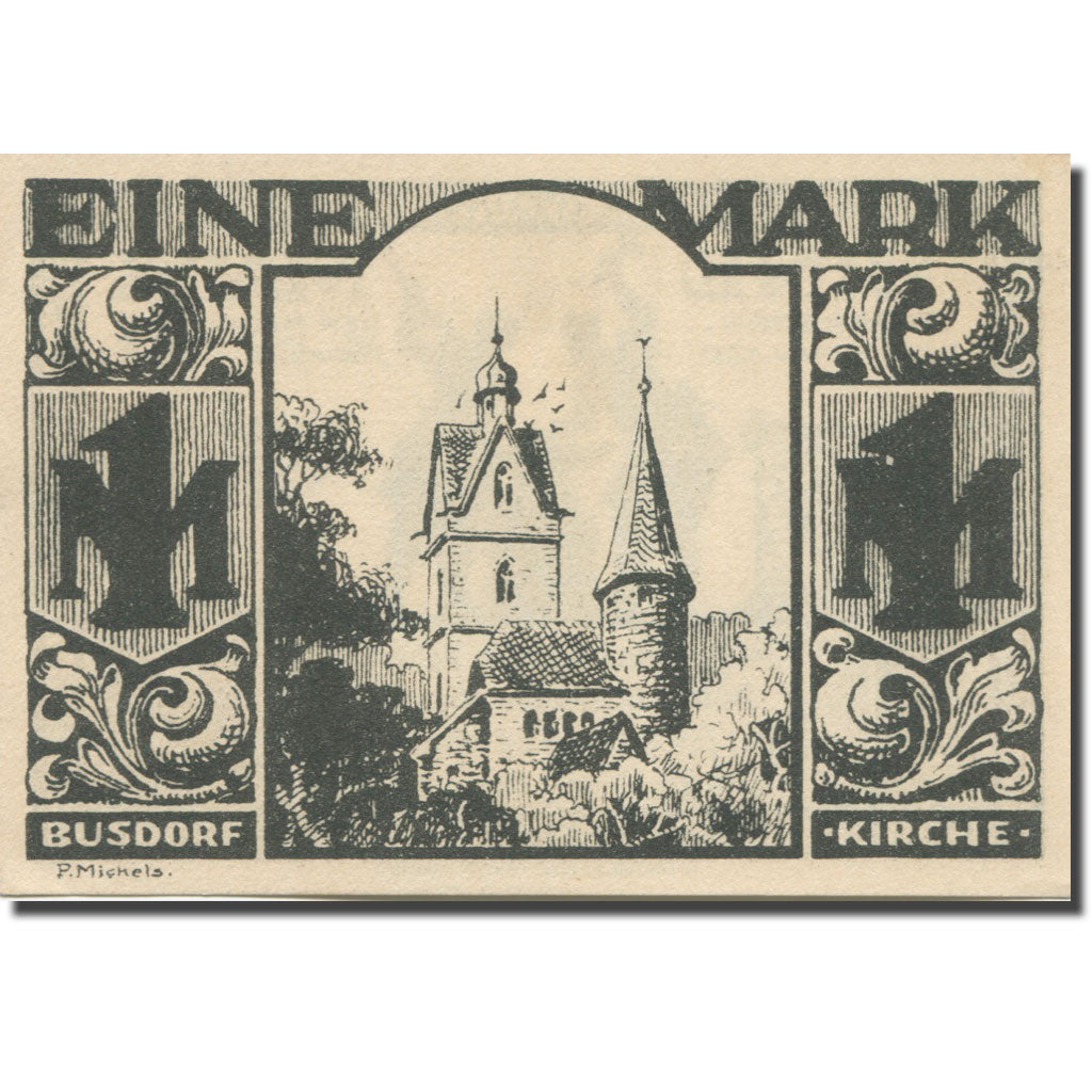Banknote, Germany, Paderborn, 1 Mark, Eglise, 1921 UNC(63) Mehl:1043.4
