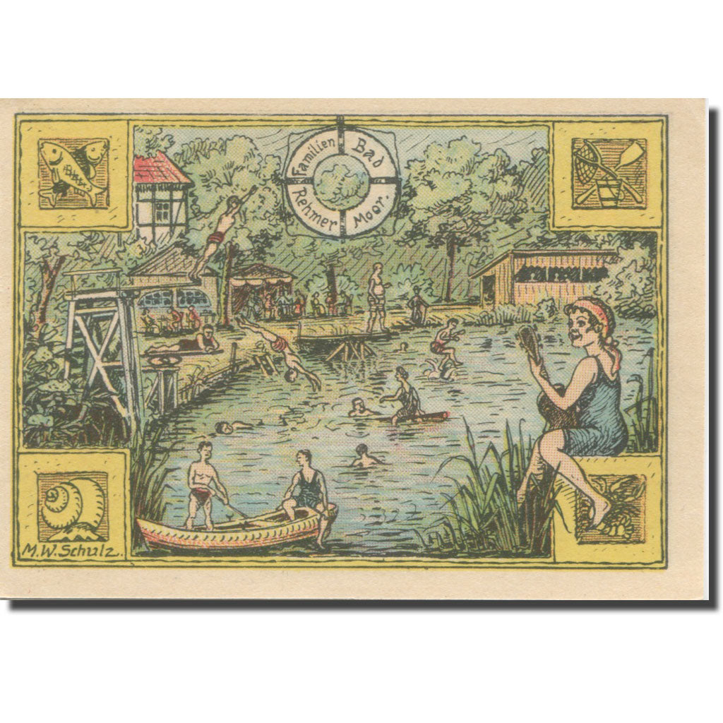 Banknote, Germany, Rehmen, 50 Pfennig, barque, 1921 UNC(63) Mehl:1108.1