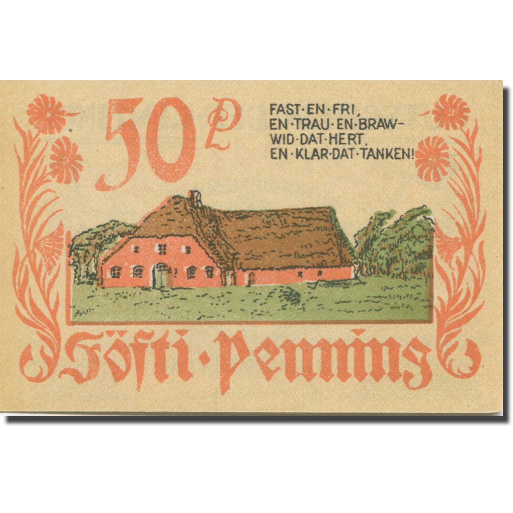 Billet, Allemagne, Bordelum, 50 Pfennig, Blason 1, 1922 SPL Mehl:143.1