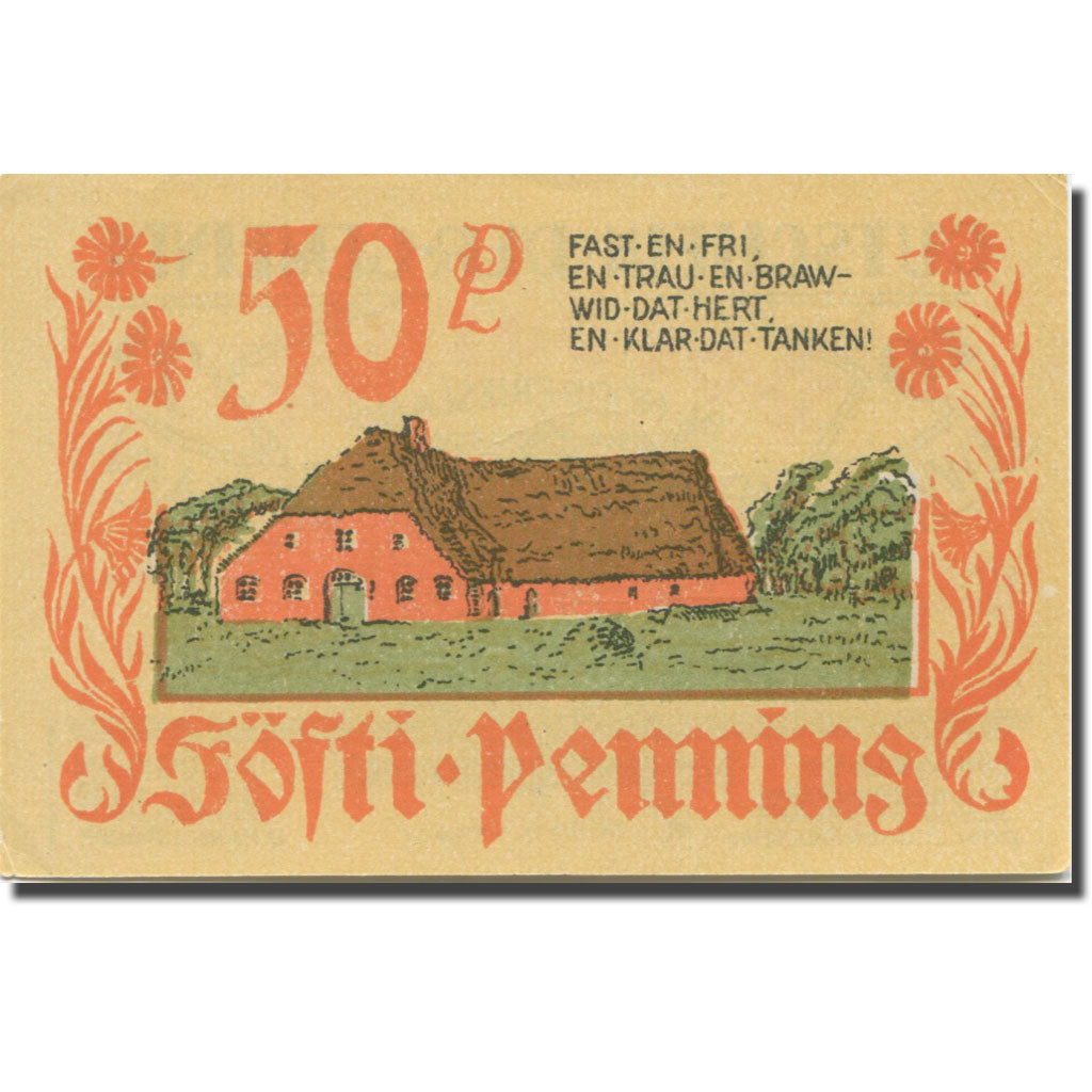 Banknote, Germany, Bordelum, 50 Pfennig, Blason 3, 1922 UNC(63) Mehl:143.1