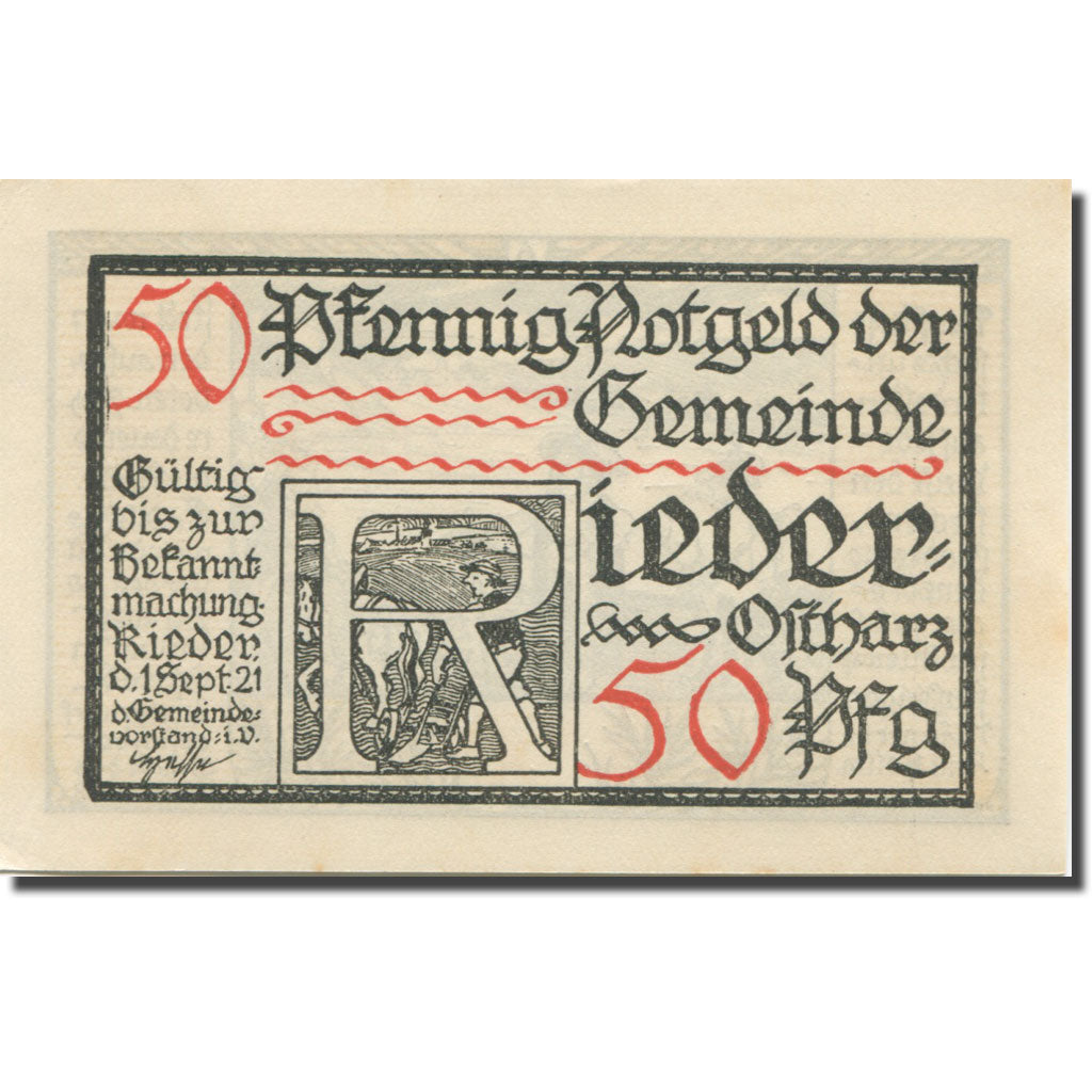 Banknote, Germany, Rieder, 50 Pfennig, roi 2, 1921 UNC(63) Mehl:1122.2a