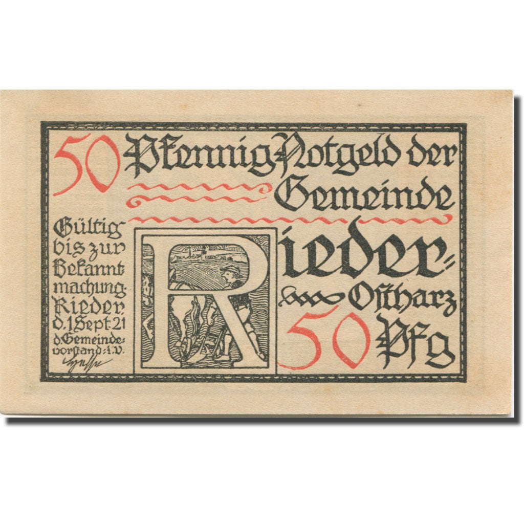 Banconote, Germania, Rieder, 50 Pfennig, conflit 2, 1921, SPL- Mehl:1122.2a