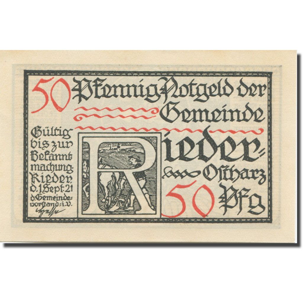Banknote, Germany, Rieder, 50 Pfennig, personnage 6, 1921 UNC(63) Mehl:1122.2a