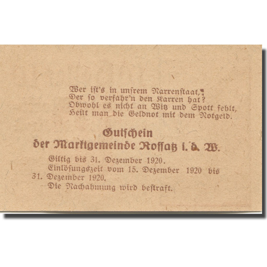 Banknote Austria Koffatz I/d Wachau 10Heller monument 1, 1920 UNC(63) Mehl:848a