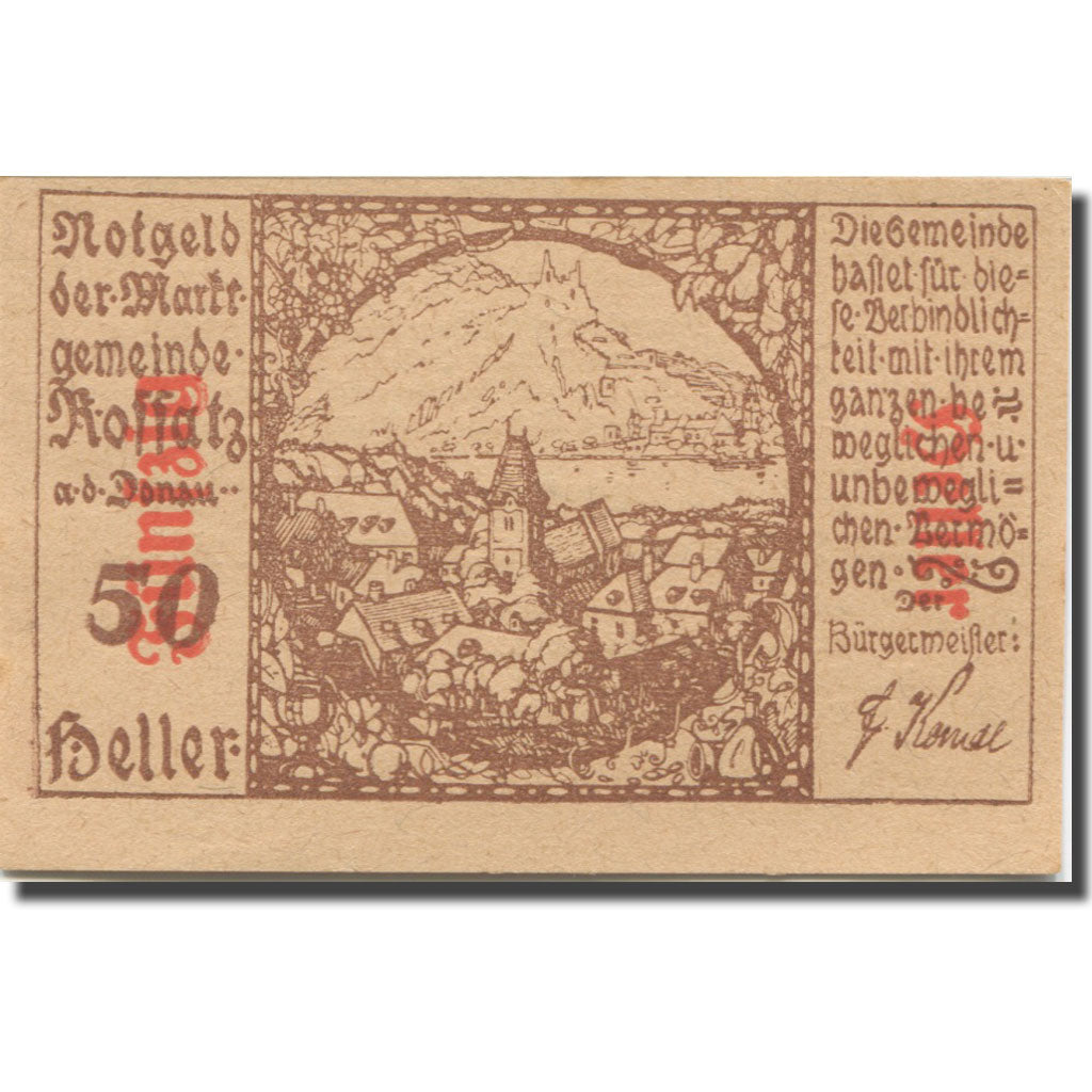 Banknote, Austria, Koffatz I/d Wachau, 50 Heller, Eglise, 1920 UNC(63) Mehl:848a