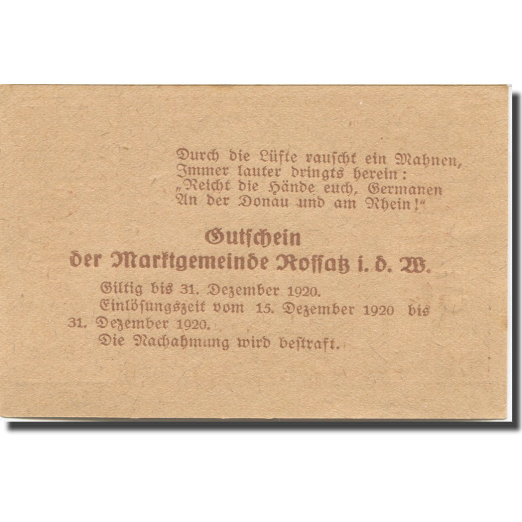 Banknote, Austria, Koffatz I/d Wachau, 50 Heller, Eglise, 1920 UNC(63) Mehl:848a