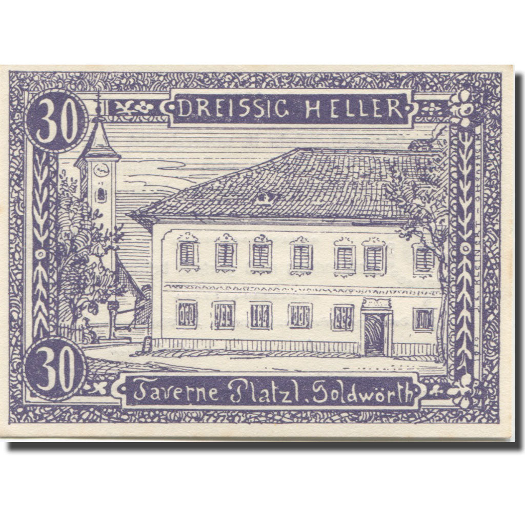 Banknote, Austria, Goldwörth, 30 Heller, Maison, UNC(63), Mehl:FS 248b