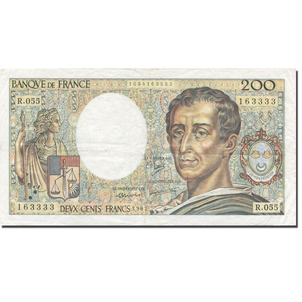 Frankreich, 200 Francs, Montesquieu, 1987, SS, Fayette:70.07, KM:155b