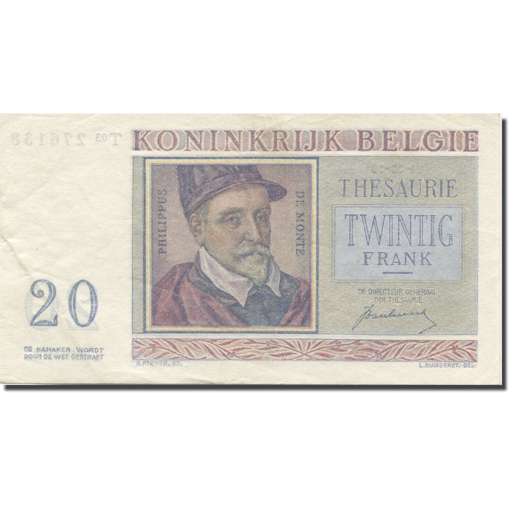 Banknote, Belgium, 20 Francs, 1950, 1950-07-01, KM:132a, EF(40-45)