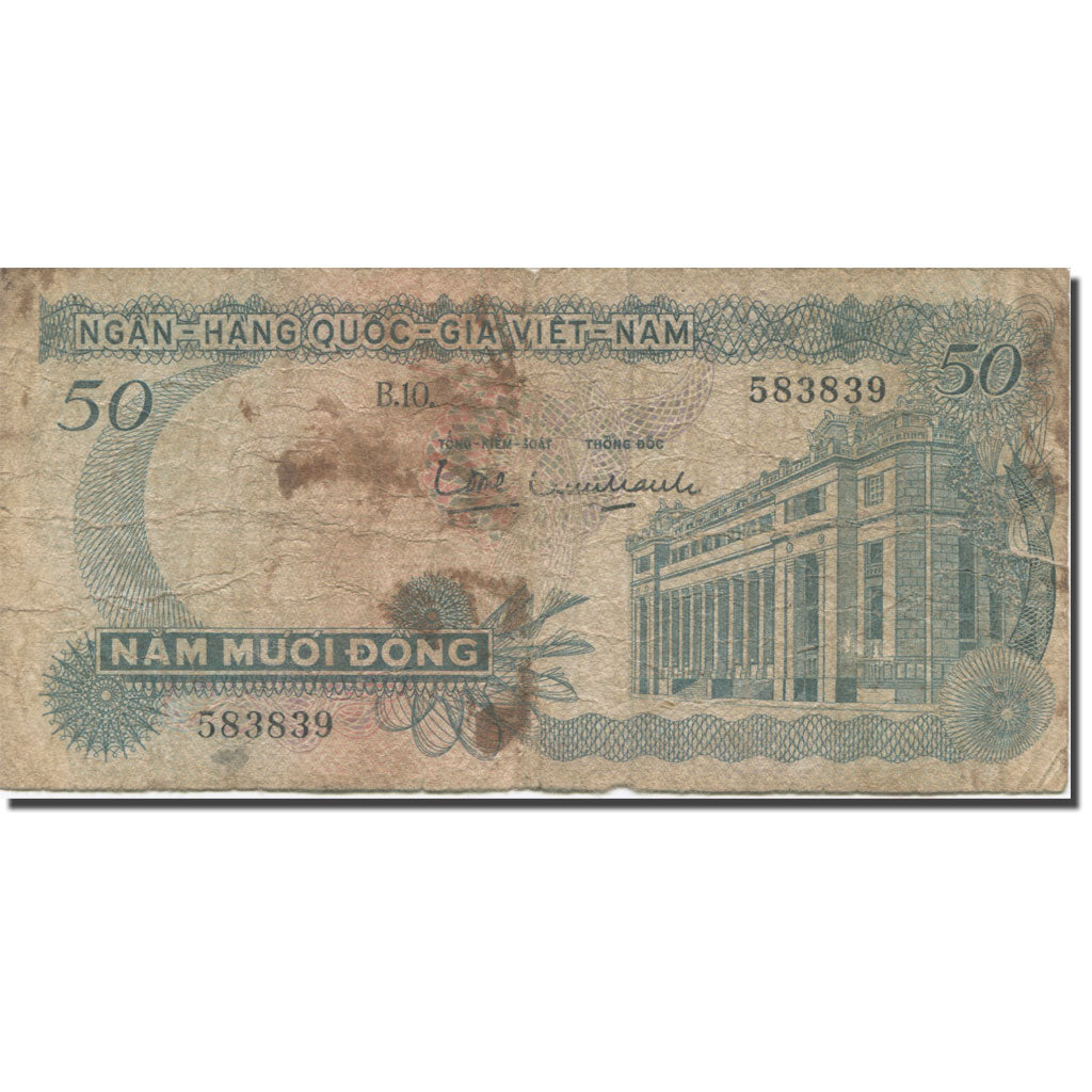 Banknot, Południowy Wiet Nam, 50 D<ox>ng, 1969, Undated, KM:25a, VF(20-25)