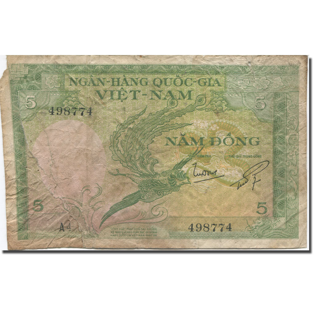 Geldschein, South Viet Nam, 5 Dông, 1955, KM:2a, SGE