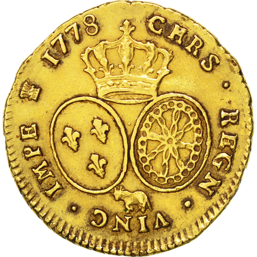 Monnaie, France, Louis XVI, Double louis d'or de Béarn au buste habillé,1778 Pau