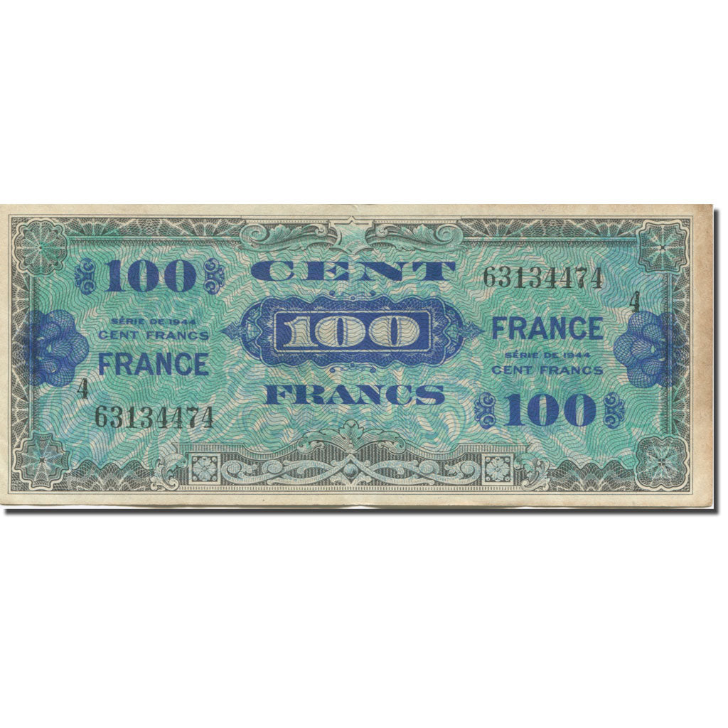 Francja, 100 Francs, 1945 Verso France, 1945, 1945-06-04, VF(30-35)