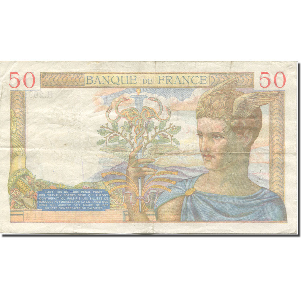 Frankreich, 50 Francs, Cérès, 1933, 1935-08-29, S+, Fayette:17.15, KM:81