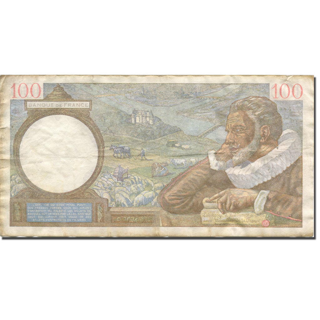 França, 100 Francs, Sully, 1939, 1941-01-30, VF(20-25), Fayette:26.45, KM:94