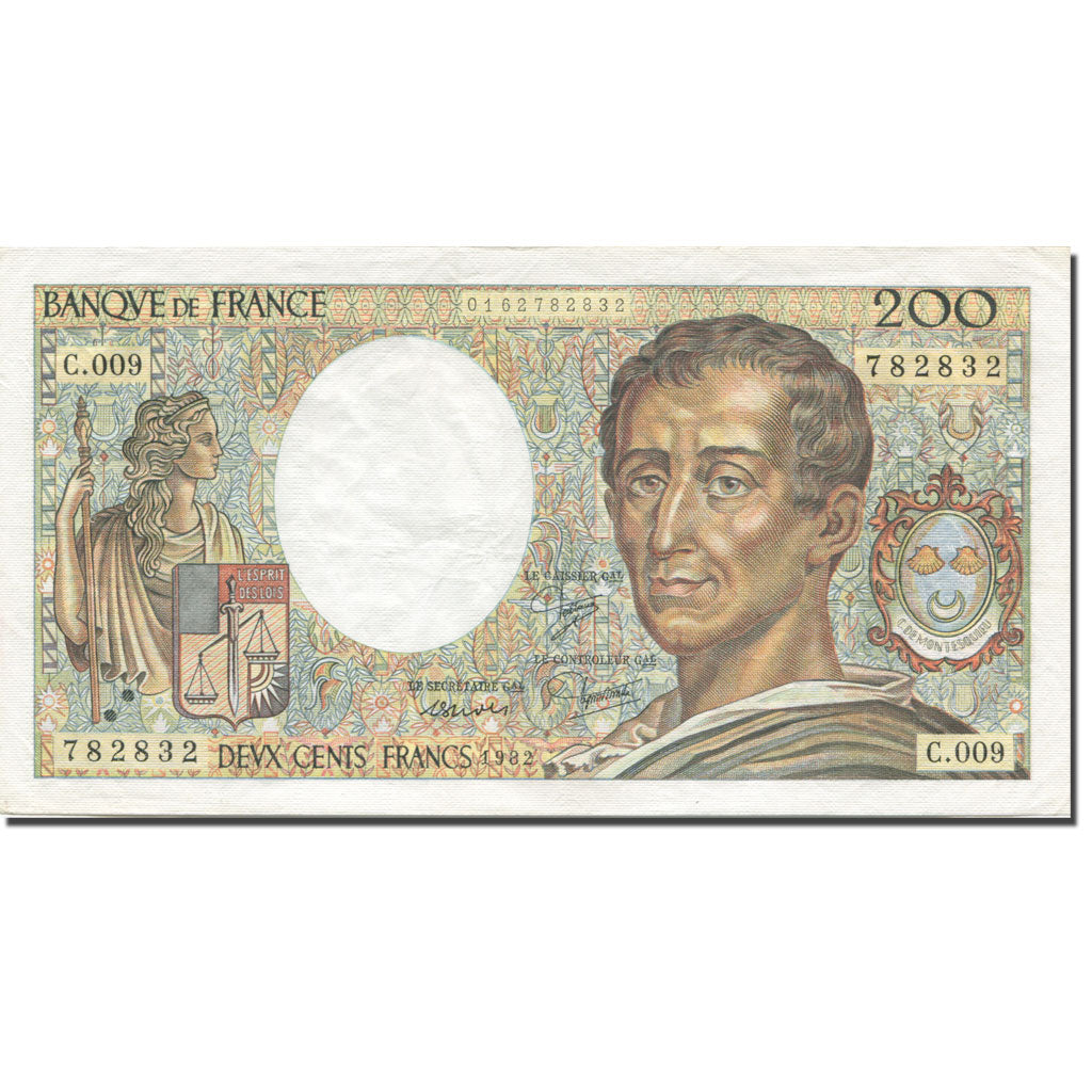 Francia, 200 Francs, Montesquieu, 1981, 1982, MBC, Fayette:70.02, KM:155a