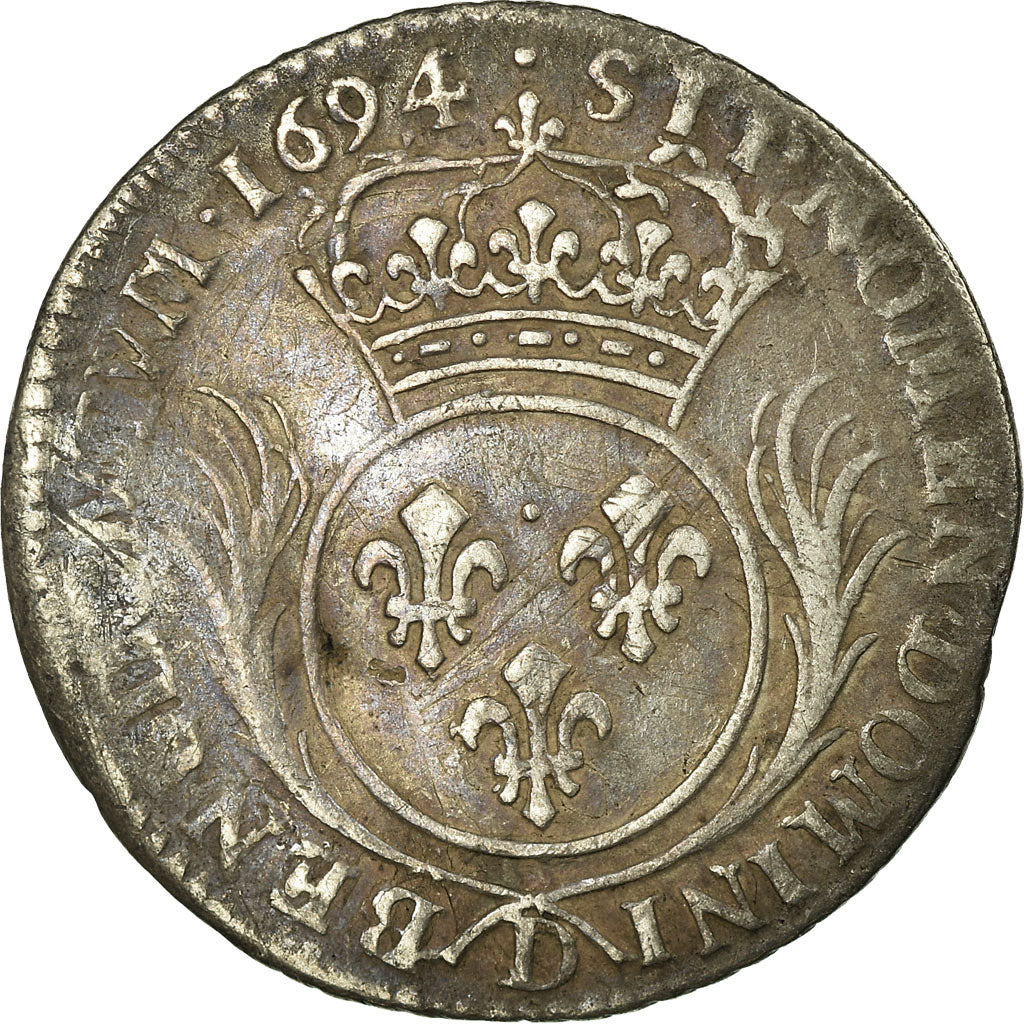 Moneta, Francia, Louis XIV, 1/12 Écu aux palmes, 1/12 ECU, 10 Sols, 1694, Lyon