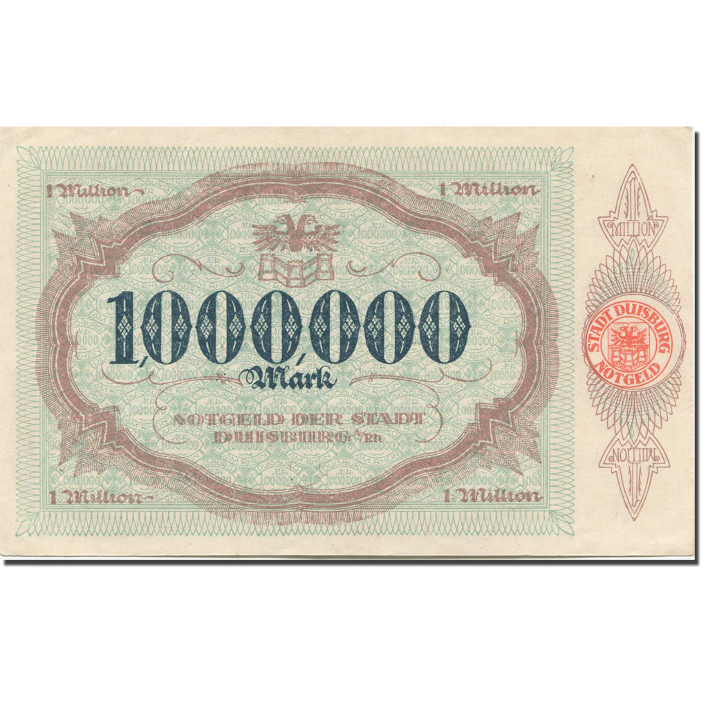 Banconote, Germania, Duisburg, 1 Million Mark, Blason 1, 1923, 1923-08-10, BB+