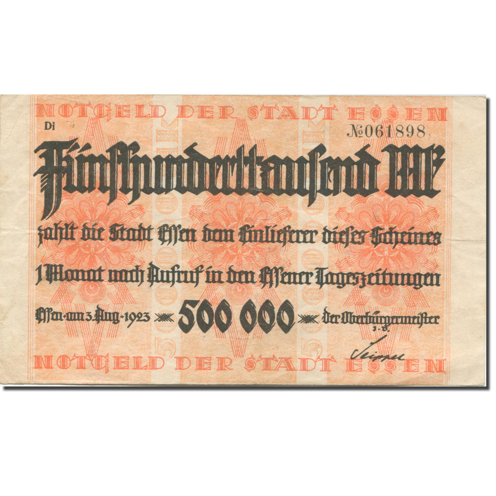 Banknote, Germany, Essen, 500 000 Mark, rosace, 1923, 1923-08-03, EF(40-45)