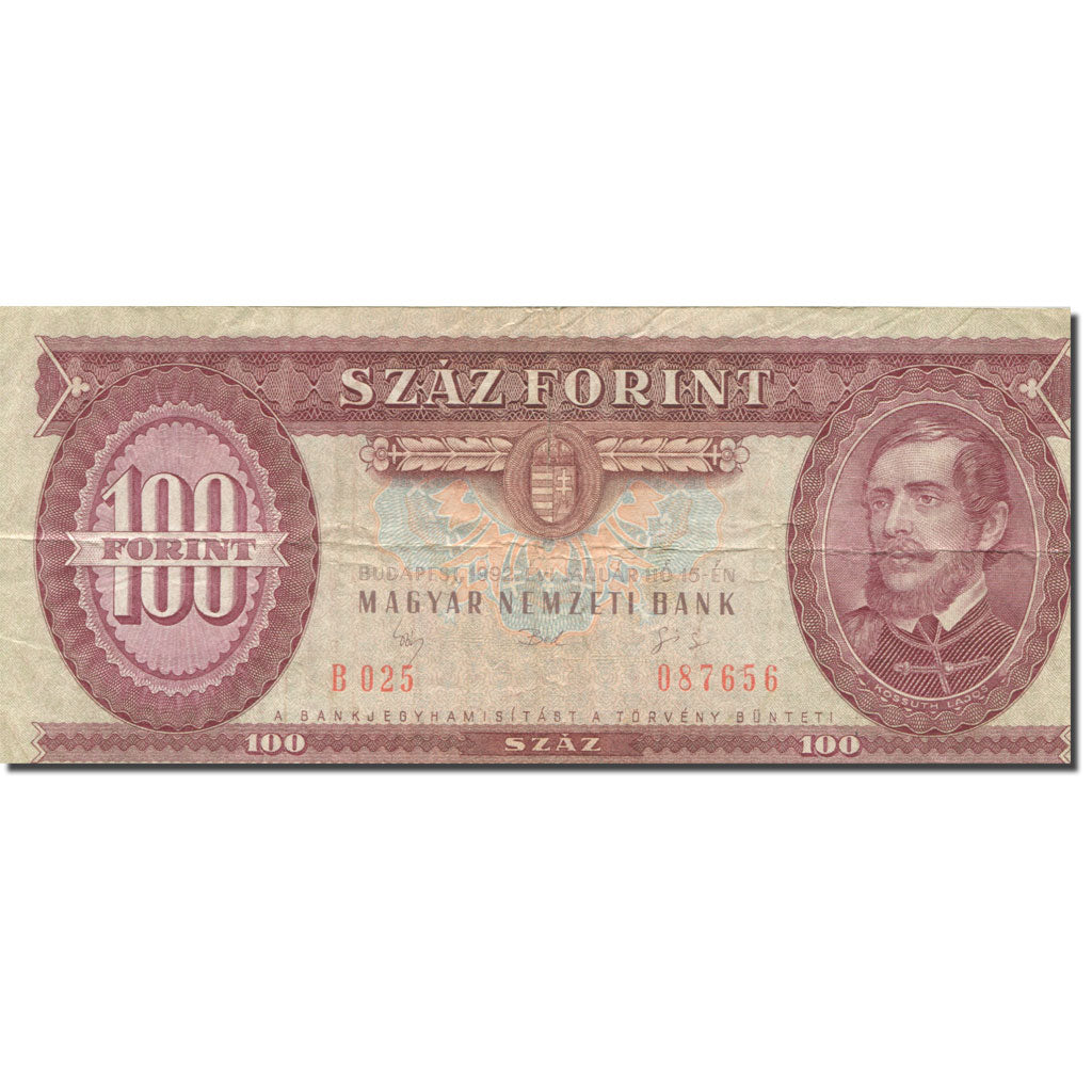 Banknot, Węgry, 100 Forint, 1990, 1992-01-15, KM:174a, EF(40-45)