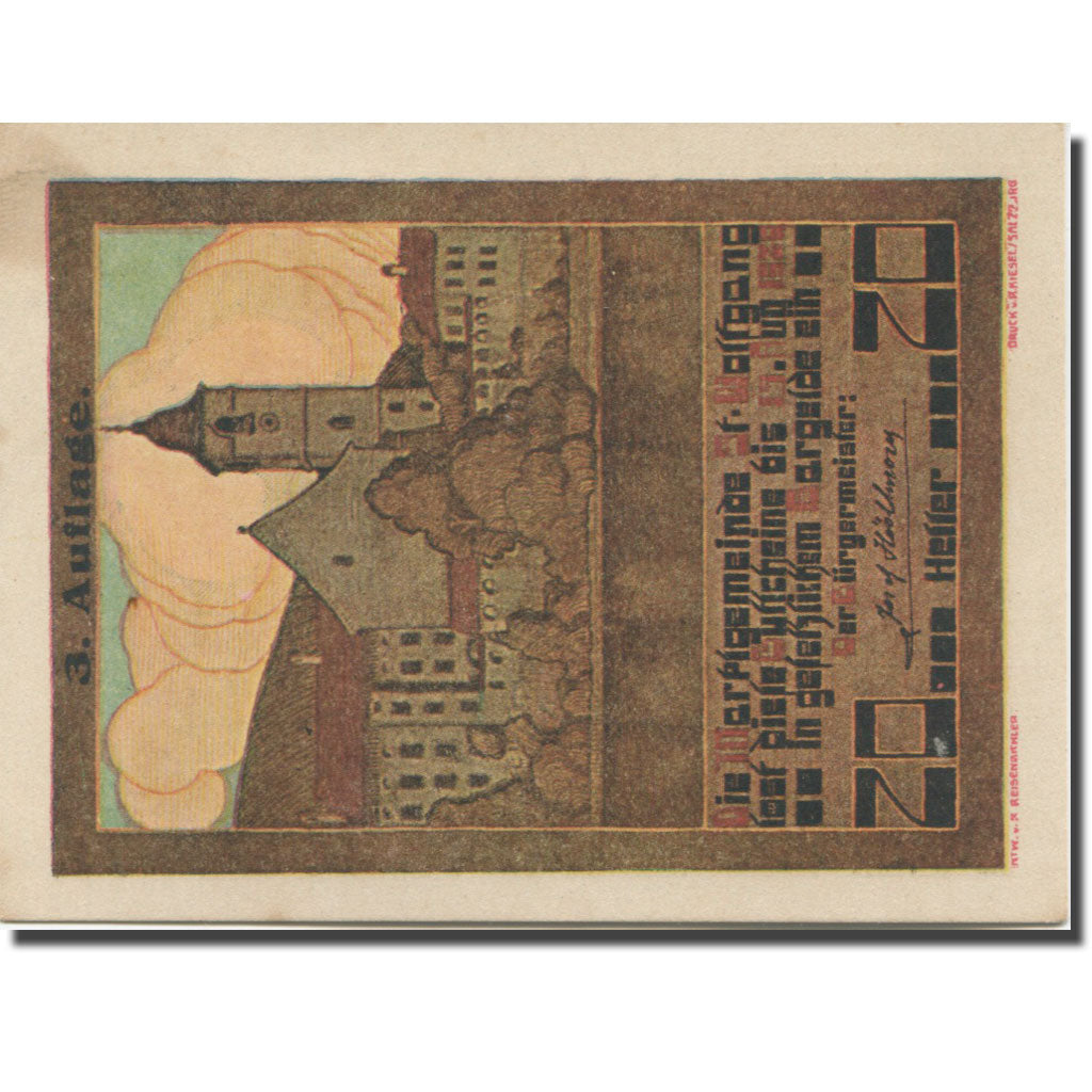 Austria, St Wolfgang, 20 Heller, église 3, 1920 SPL- Mehl:FS 947a