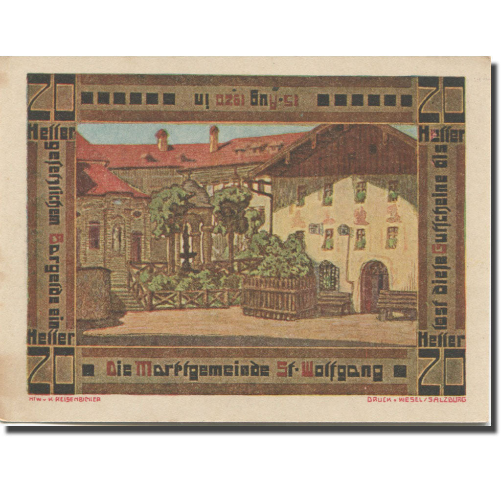 Austria, St Wolfgang, 20 Heller, église 3, 1920 SPL- Mehl:FS 947a