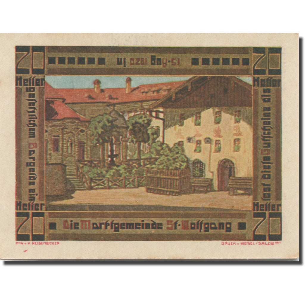 Banknote, Austria, St Wolfgang, 20 Heller, Eglise 5, 1920, UNC(63) Mehl:FS 947a