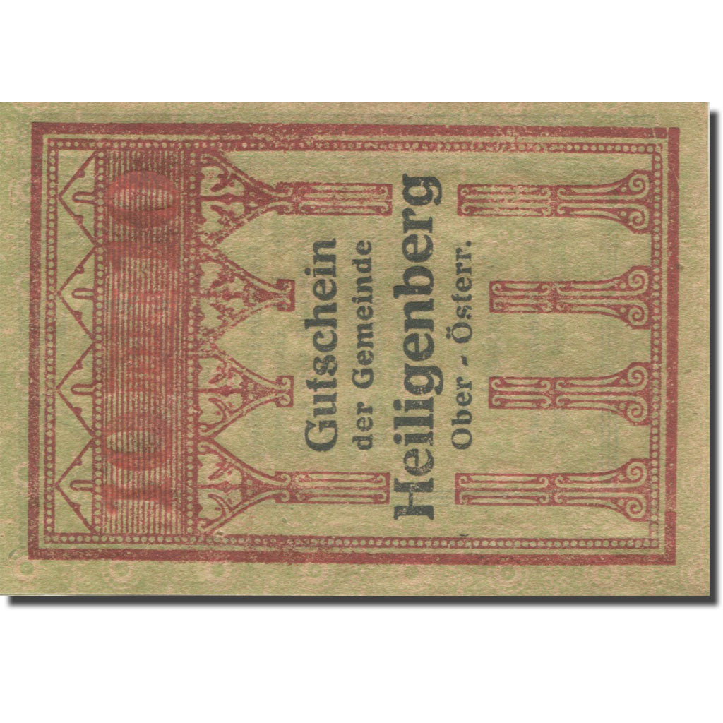Banknote Austria Heiligenberg 10 Heller, colonne 2, 1920 UNC(63) Mehl:FS 361Ia