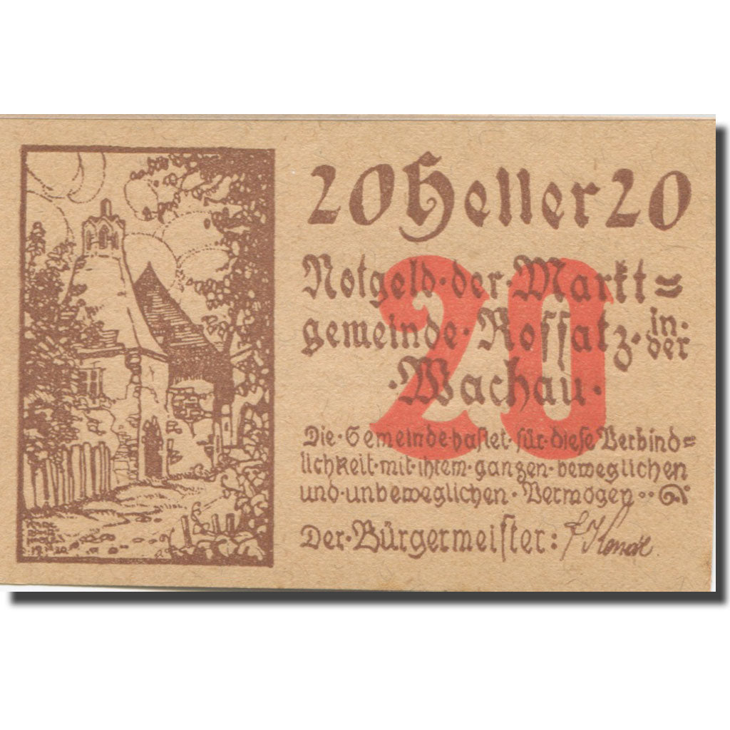 Billet, Autriche, Koffatz i/d Wachau, 20 Heller, ferme 2, 1920 SPL Mehl:FS 848a