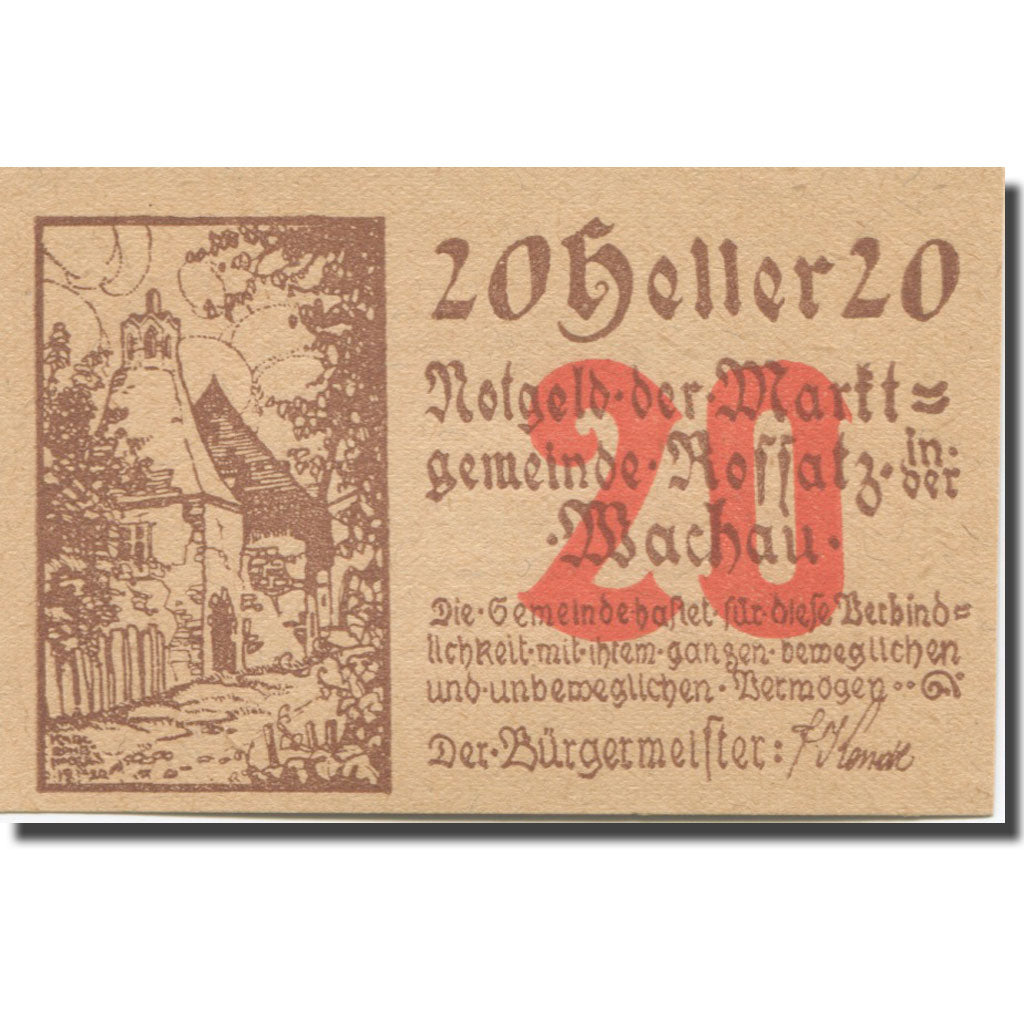 Banknote, Austria, Koffatz I/d Wachau, 20 Heller 1920 UNC(63) Mehl:FS 848a