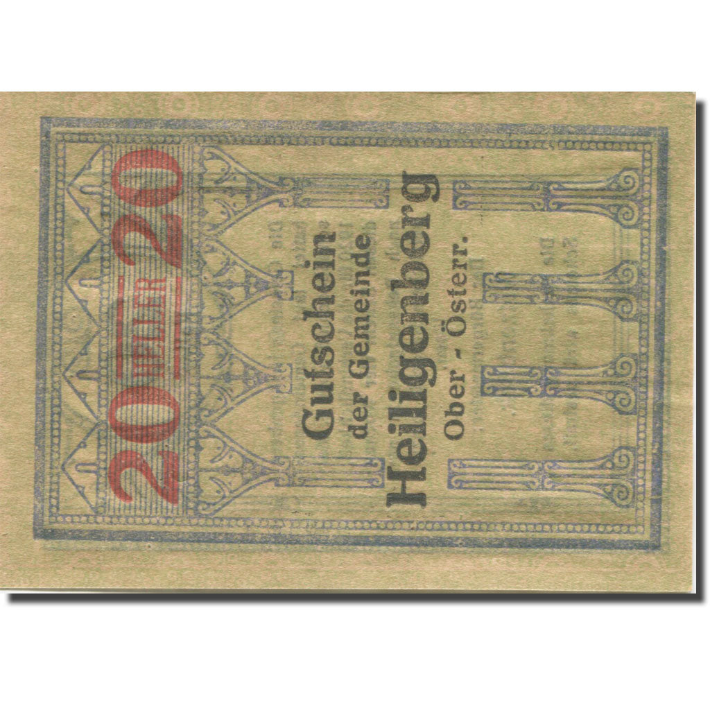Banknote, Austria, Heiligenberg, 20 Heller, colonne, 1920 UNC(63) Mehl:FS 361Ia