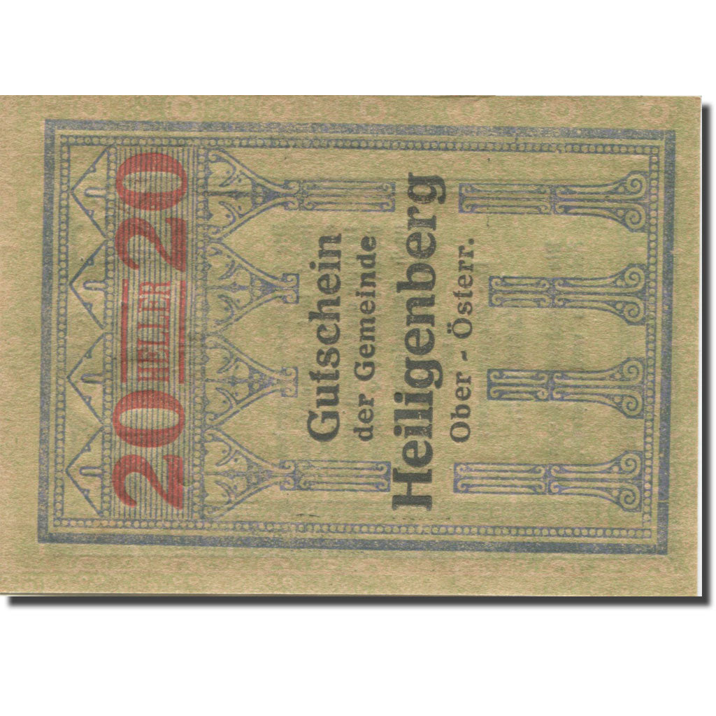 Banknote, Austria, Heiligenberg, 20Heller, colonne 1, 1920 UNC(63) Mehl:FS 361Ia