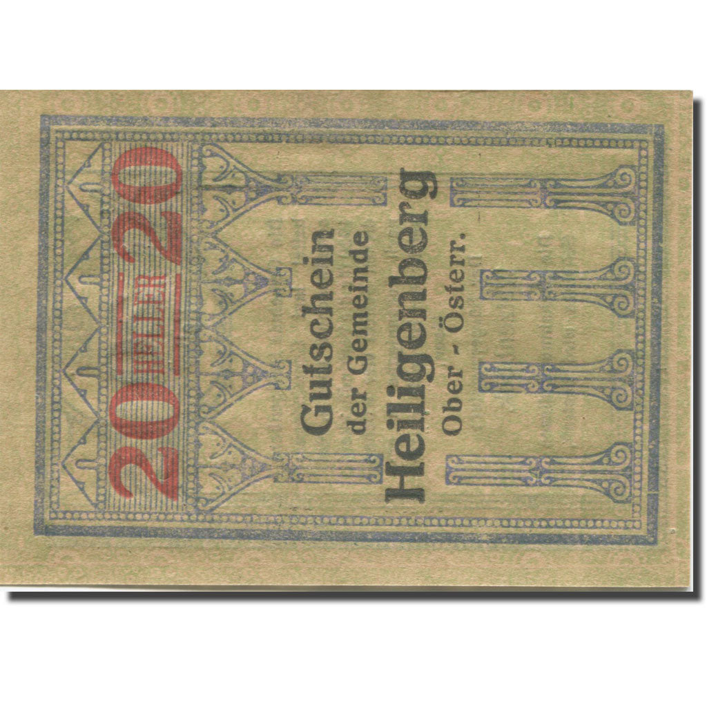 Banknote, Austria, Heiligenberg, 20 Heller colonne 2, 1920 UNC(63) Mehl:FS 361Ia