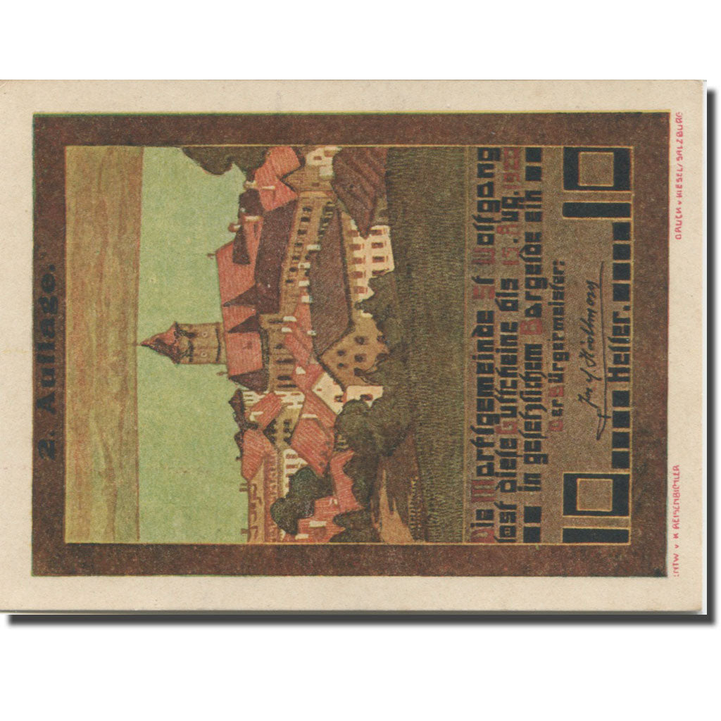 Banknote, Austria, St Wolfgang, 10 Heller, village 2, 1920 UNC(63) Mehl:FS 947a
