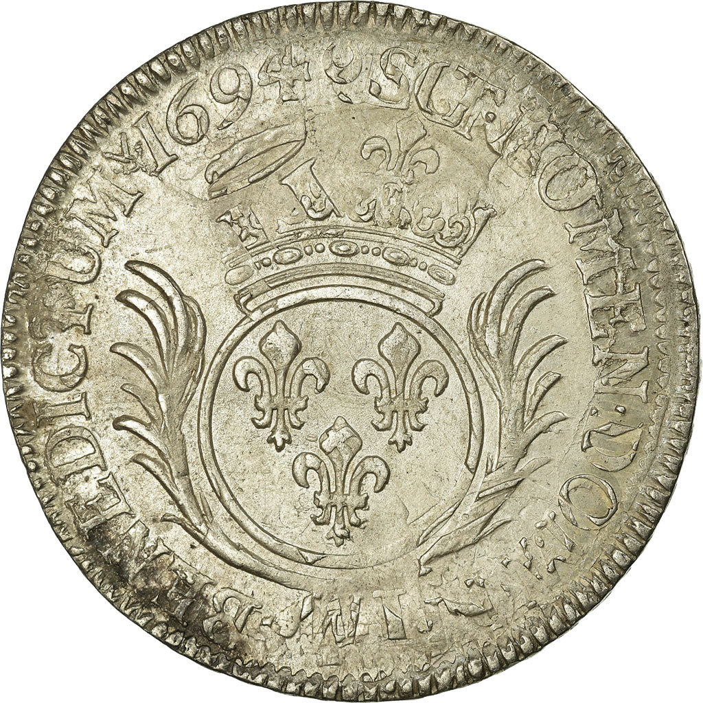 Monnaie, France, Louis XIV, 1/2 Écu aux palmes, 1/2 Ecu, 1694, Dijon, TTB