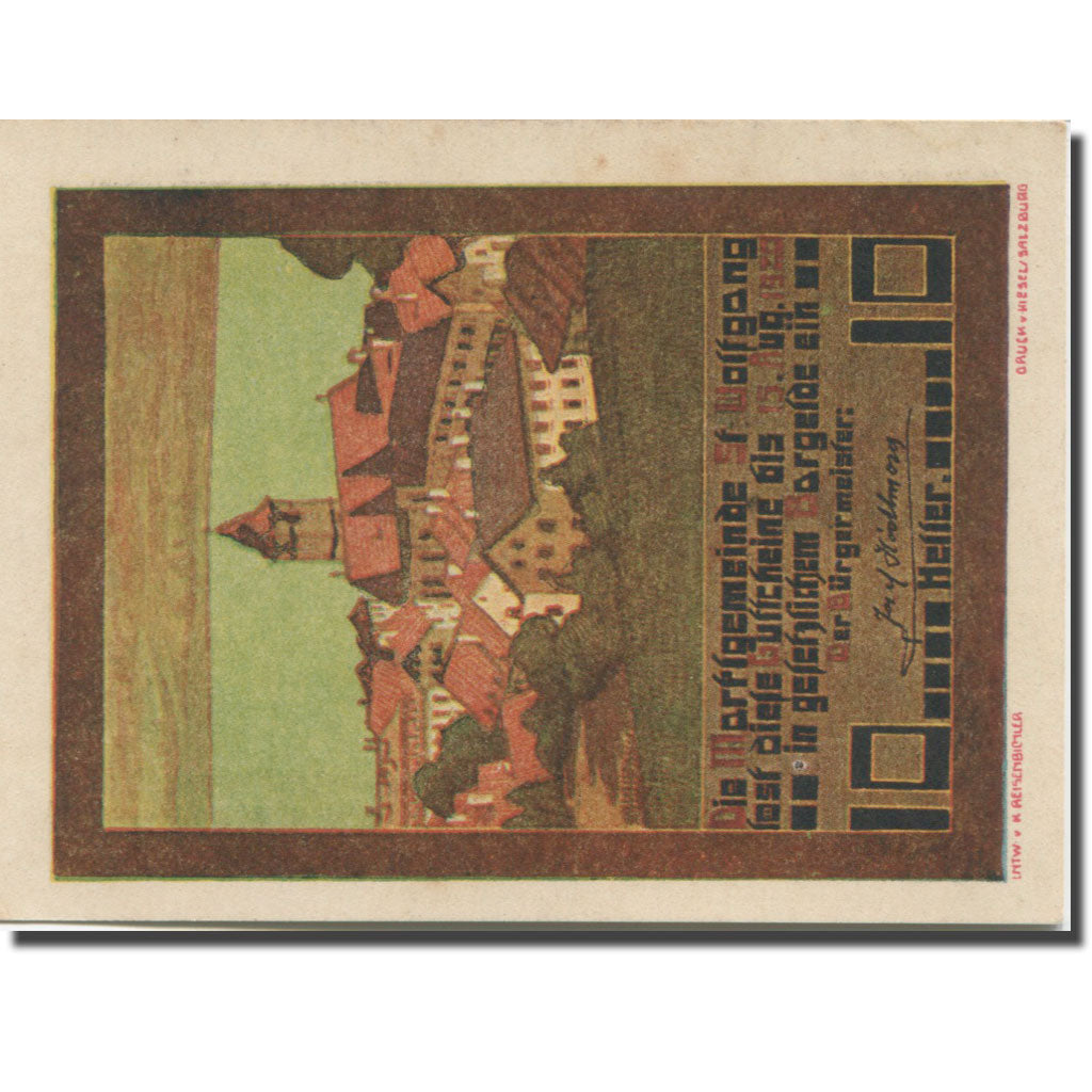Banknote, Austria, St Wolfgang, 10 Heller, Village 4, 1920 UNC(63) Mehl:FS 947a