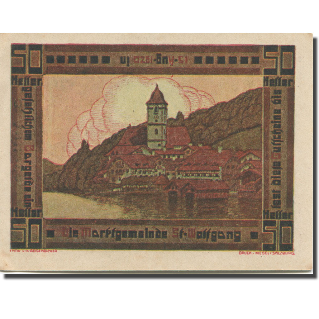 Banknote, Austria, St Wolfgang, 50 Heller, Eglise 5, 1920 UNC(63) Mehl:FS 947a