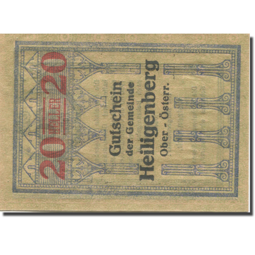 Banknote, Austria, Heiligenberg, 20 Heller, colonne, 1920 UNC(63) Mehl:FS 361Ia