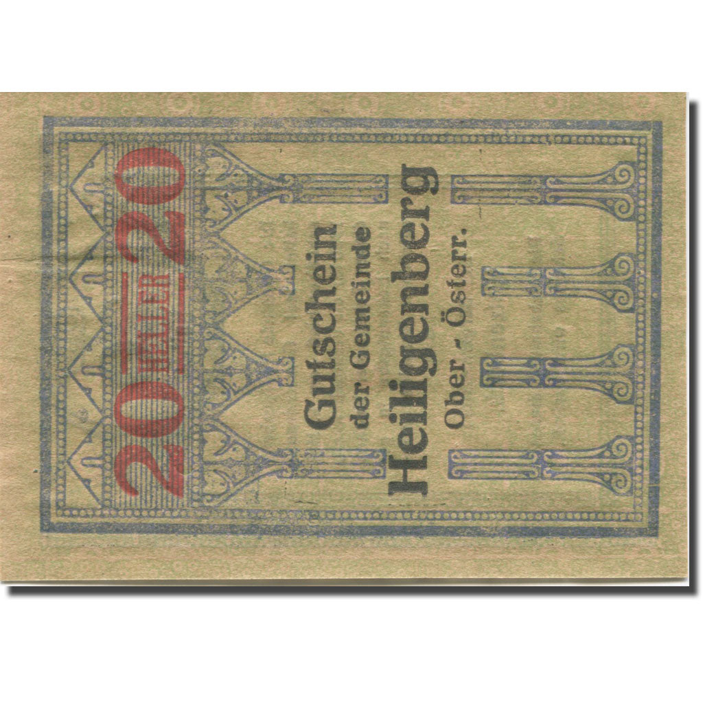 Banknote, Austria, Heiligenberg, 20Heller, colonne 1, 1920 UNC(63) Mehl:FS 361Ia