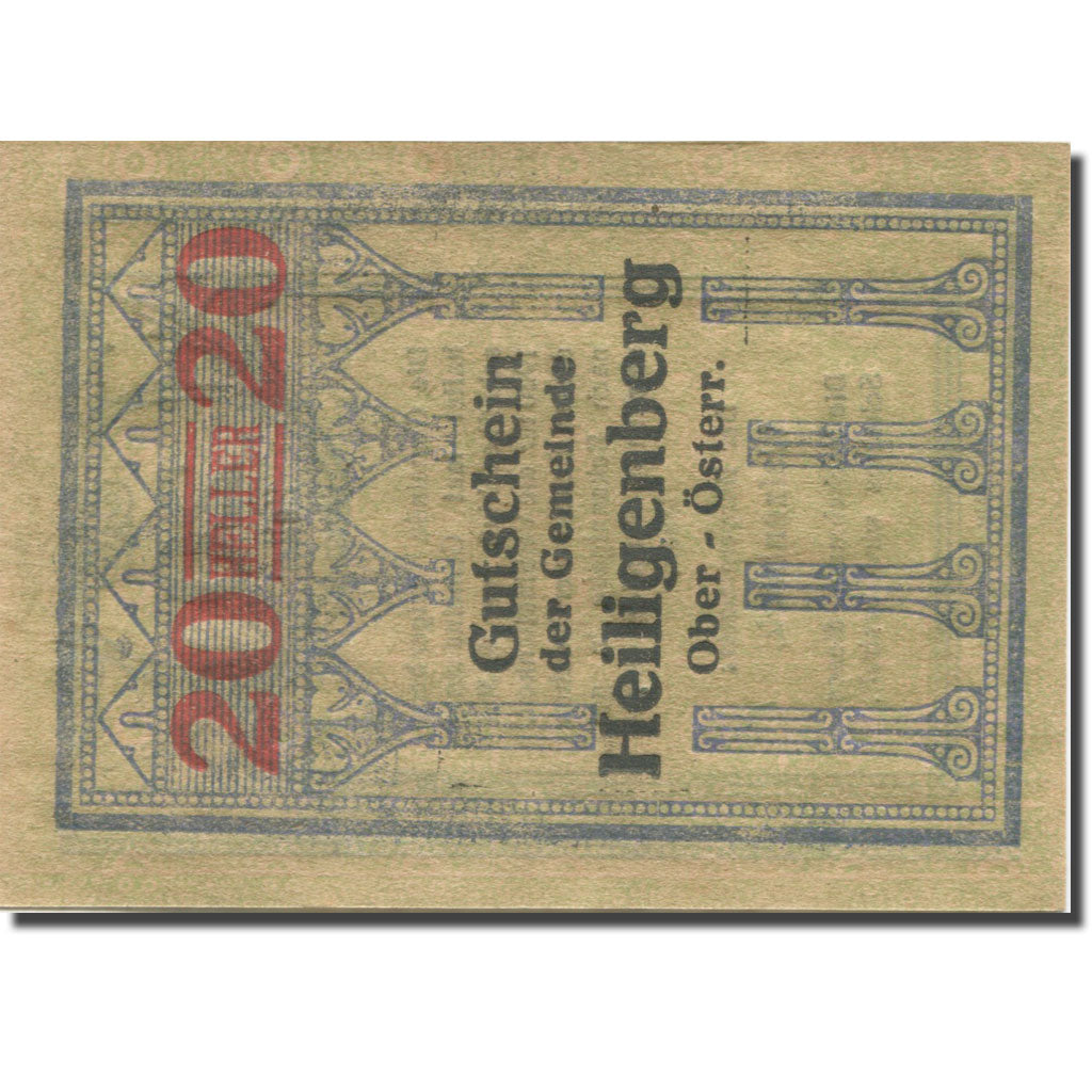 Banknote, Austria, Heiligenberg, 20 Heller colonne 4, 1920 UNC(63) Mehl:FS 361Ia