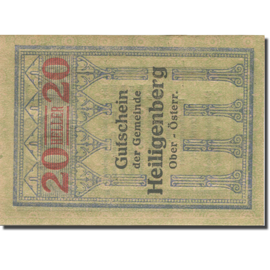 Banknote, Austria, Heiligenberg 20Heller, colonne 5, 1920 UNC(63) Mehl:FS 361Ia
