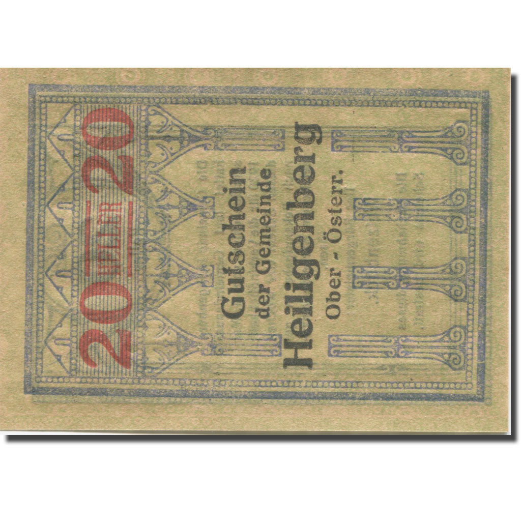 Banknote, Austria, Heiligenberg, 20Heller, colonne 6, 1920 UNC(63) Mehl:FS 361Ia