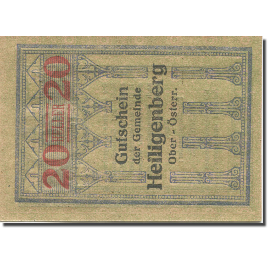 Banknote, Austria, Heiligenberg 20Heller, colonne 7, 1920 UNC(63) Mehl:FS 361Ia