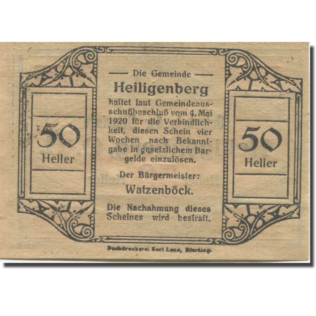 Banknote, Austria, 50 Heller, Valeur faciale 3, 1920 UNC(63) Mehl:FS 361Ia