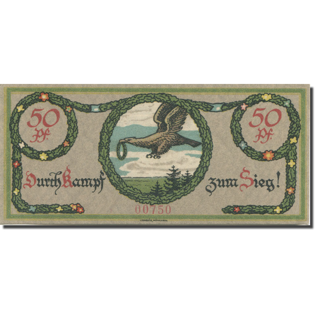 Banconote, Germania, Treuchtlingen, 50 Pfennig, Blason, 1918, SPL, Mehl:T 23.1